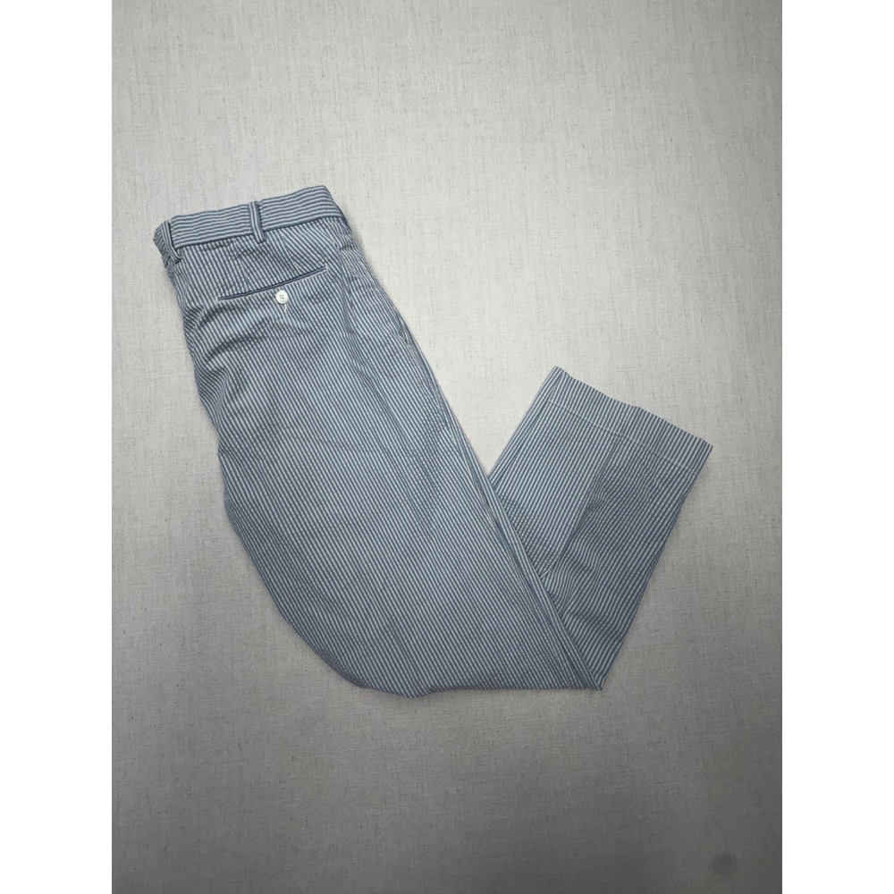 VTG Polo Ralph Lauren Preston Fit Seersucker Pants Men 32x30 Blue Striped Cotton